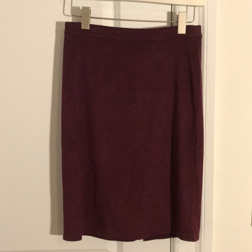 Maroon velvet pencil skirt